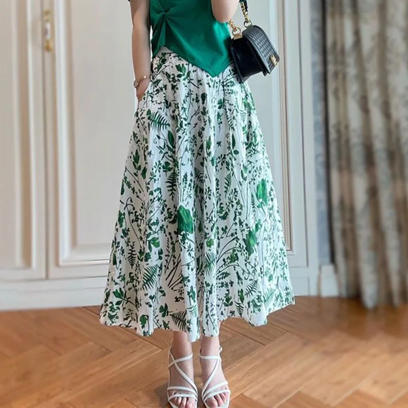 Nova moda elegante impresso a linha saia para o sexo feminino 2023 casual all-match cintura alta midi saias tendência de verão roupas femininas