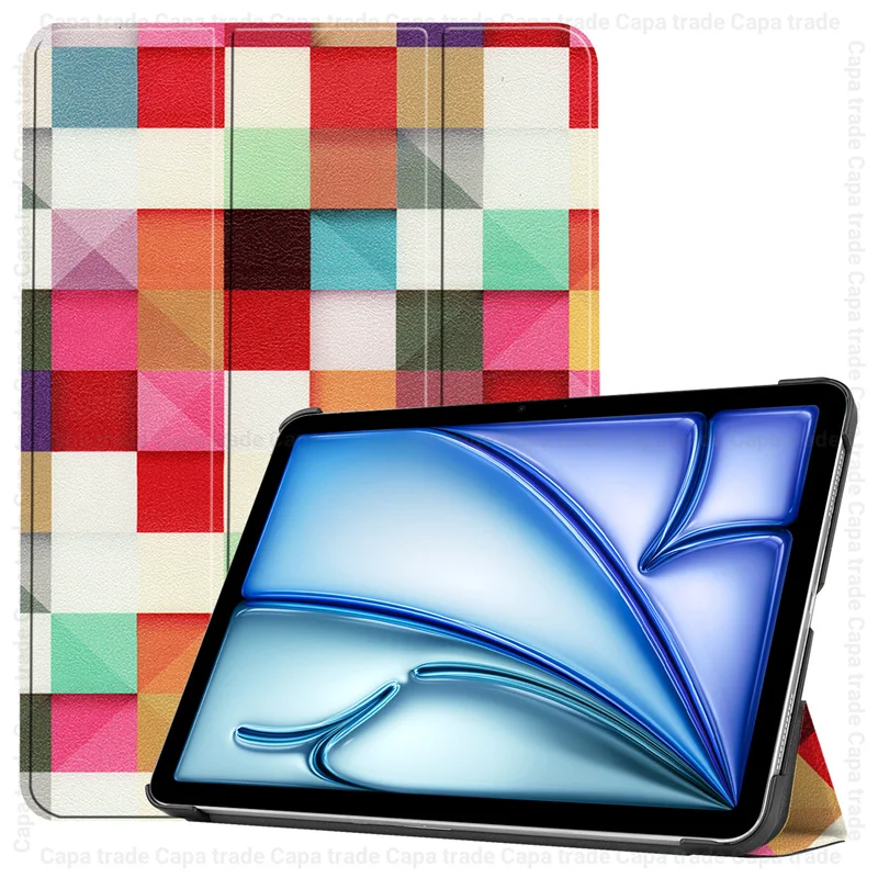 

Tri-Folding Stand Cover For Apple iPad Air 11 (2024) Smart Case A2902 A2899 Magnetic Funda with Hard Back Shell Auto Sleep/Wake