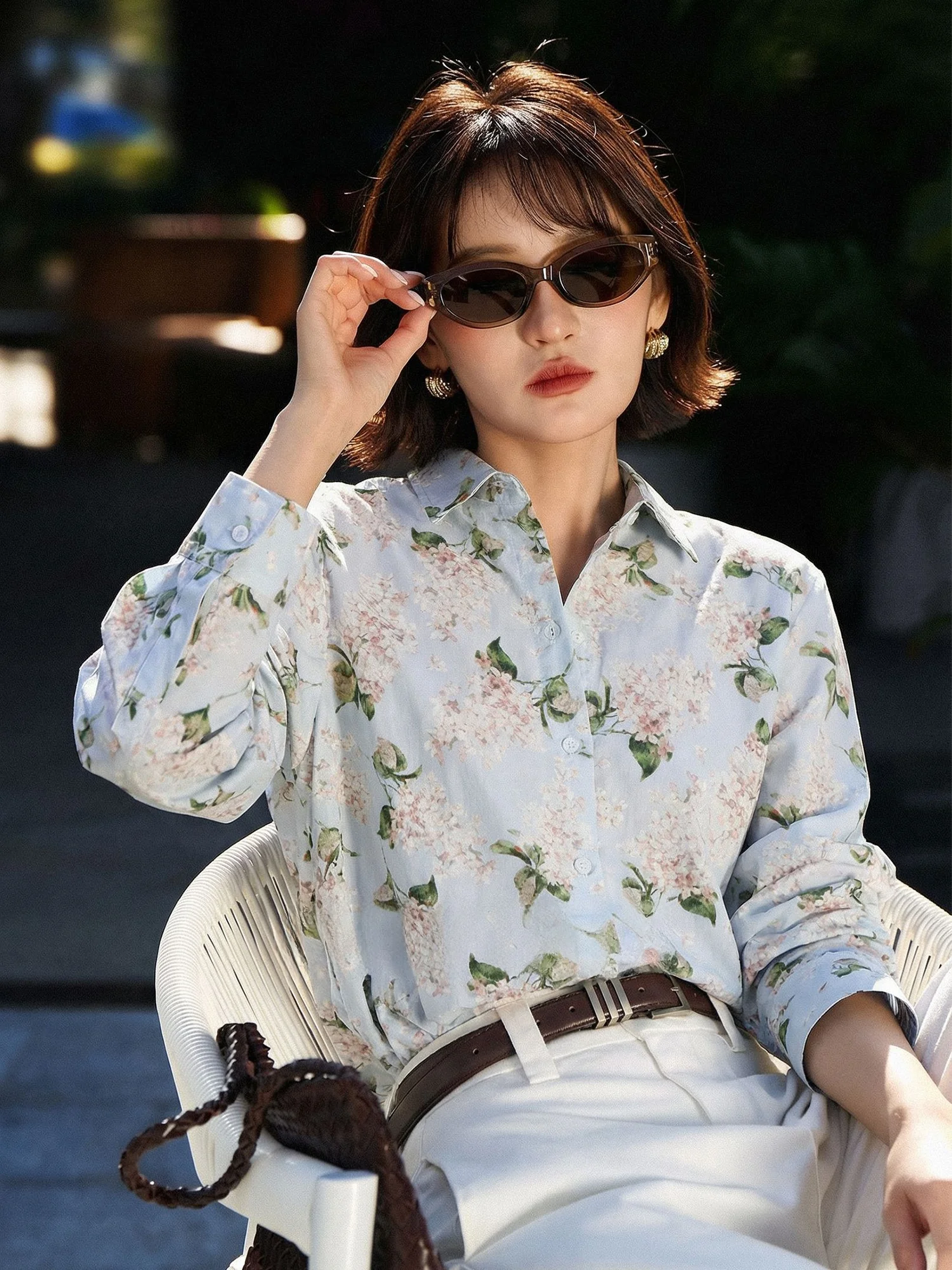 

Женская свободная хлопковая рубашка с цветочным принтом и длинным рукавом, весна 2026, повседневная модная одежда Chivirin