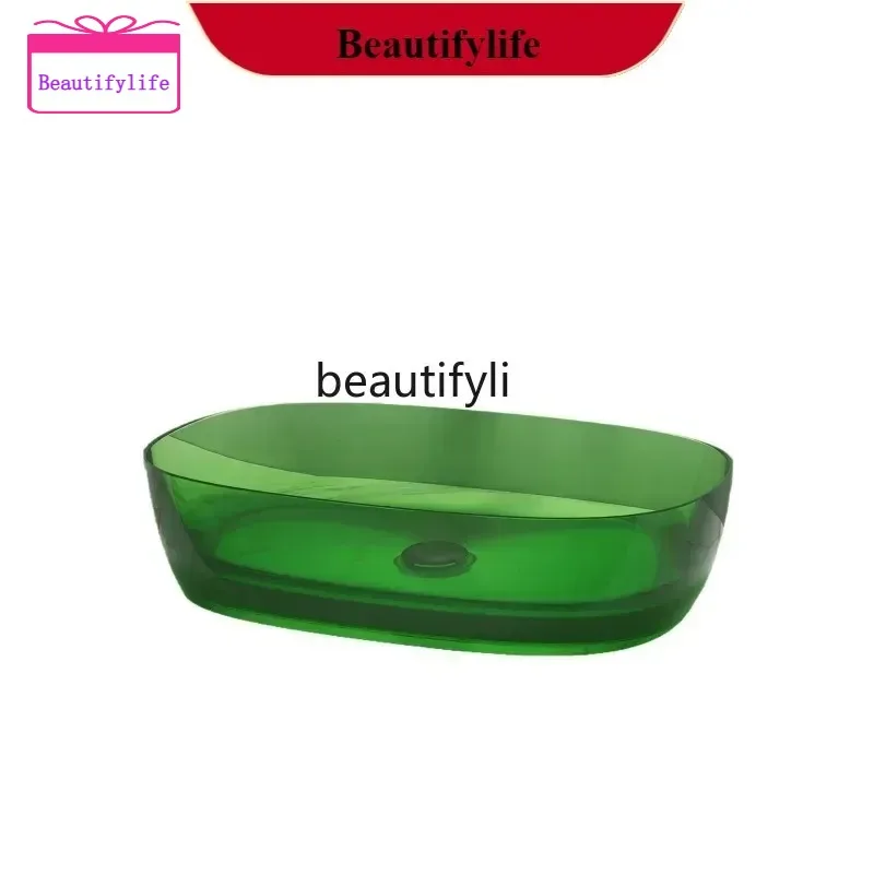 YL f156  Crystal Washbasin Transparent Art Basin B & B Color Hotel Onstage Basin Household Resin Washbasin