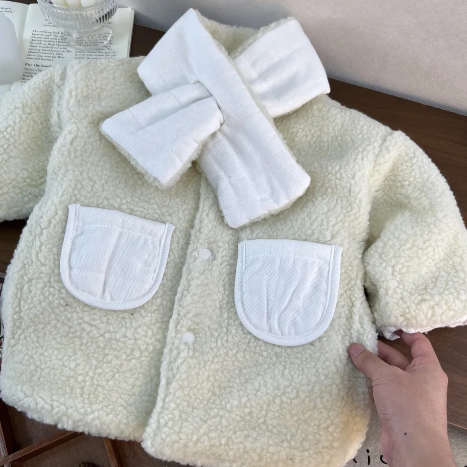 Coat 2026 Autumn And Winter New Children's Clothing Boys And Girls Fashionable Warm Lamb Wool Double-sided Wear Coat Simple
