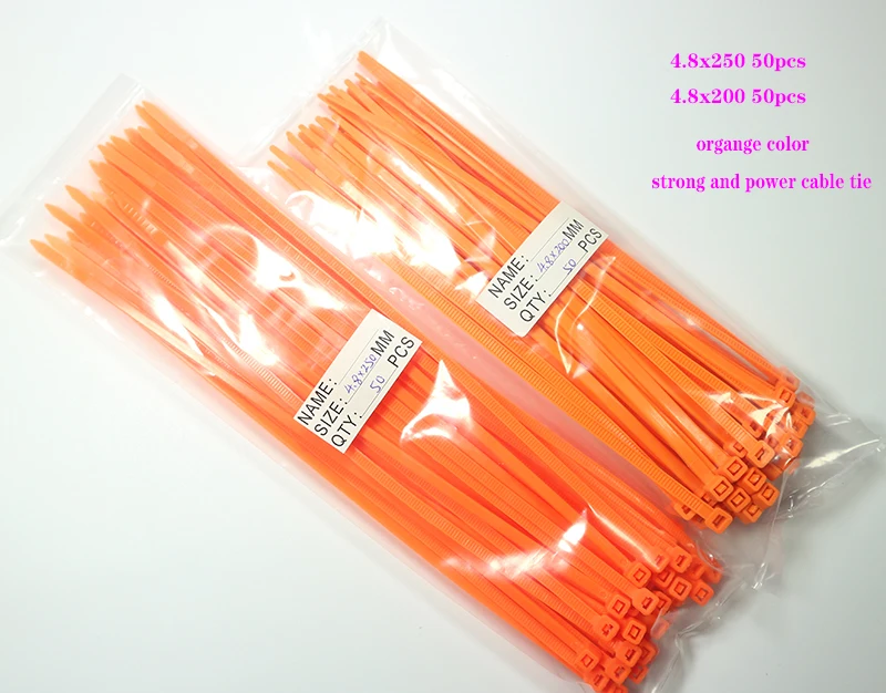 

Self Locking cable tie color Plastic Nylon Wire Cable Zip Ties 100pcs orange Cable Ties Fasten Loop Cable management ties