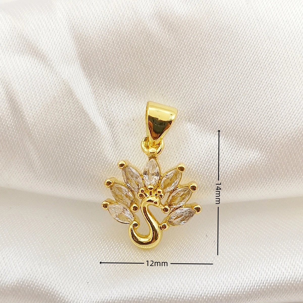 Gold Plated Peacock with Spreaded Tail Charms for DIY Jewelry Making Clear Zirconia Animals Pendant Christmas Gifts Jewelry