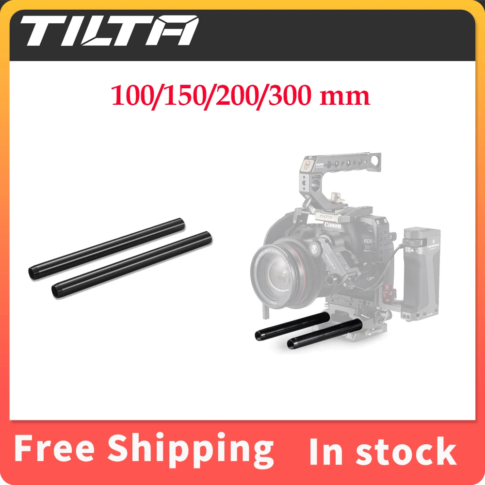 TILTA 2 pz x R15-100-B 15 mm aste in lega di alluminio 100/150/200/300mm per sistema di aste per binario per fotocamera Dslr una coppia nero argento