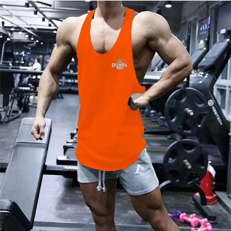 2024 Summer New Muscle Fitness Clothes Men\'s Sleeveless T-shirt Vest Men\'s Running Sports Training Breathable Top