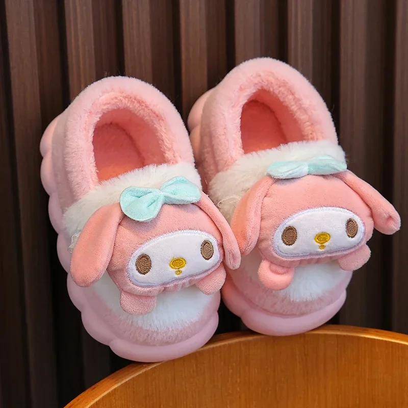 2024 New Winter Warm Cute Cartoon Indoor Mule Soft Non-slip Fluffy Slippers For Women Cover Heel Slides Ladies Home Cotton Shoes