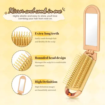 1 mini peine desenredante de capibara plegable, bonito cepillo de pelo portátil de viaje, cepillo antiestático, herramienta para peinar el cabello. 10 best sales Cepillo de pelo portátil - №10