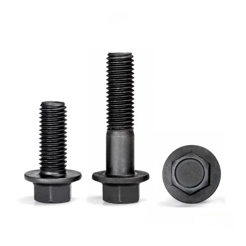3-50pcs 10.9 Grade Alloy Steel Flange Outer Hex Screw With Pad Hexagonal Bolt M6 M8 M10 M12 M14 M16 Thread Length 12-120mm