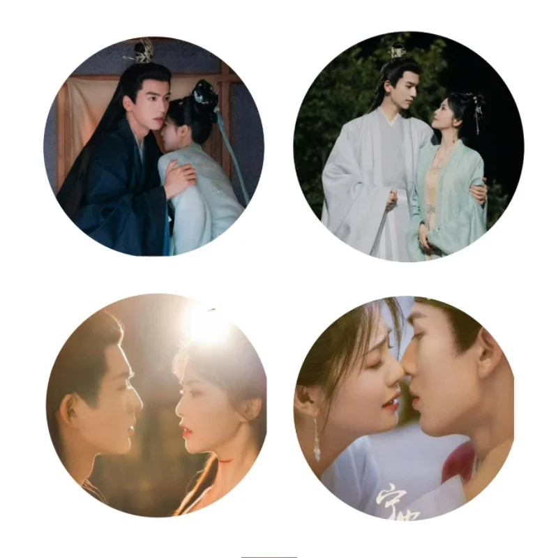 4PC/SET Bai Lu Zhang Linghe Wang Xingyue Badge TV Story of Kunning Palace Photo Laser Fine Flash Bang Brooch Bag Decor Pins