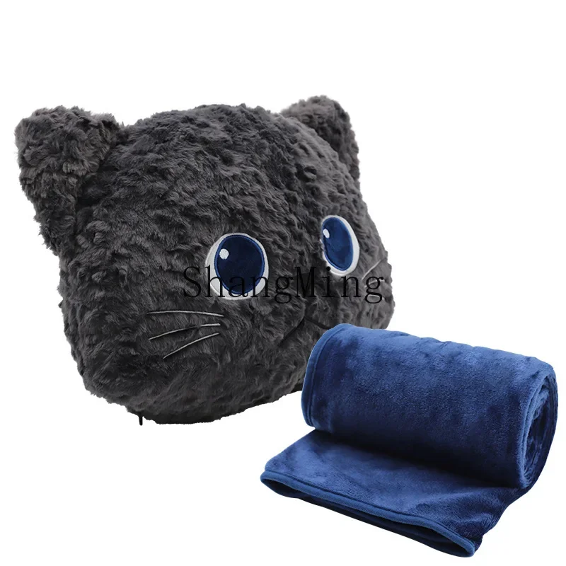CL flannel blanket throw pillow blanket cover blanket 2 in 1 2 use for recreation house kitten cushion pillow