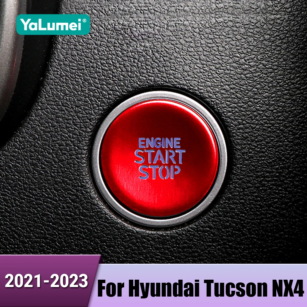 Aluminiumlegierung Auto Ein-Klick Start Up Motortaste Trim Aufkleber für Hyundai Tucson NX4 2021 2022 2023, Hybrid N-Linie Zubehör