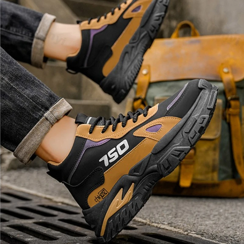 

Мужская рабочая обувь, осенние новые уличные нескользящие повседневные кроссовки на платформе, увеличивающие рост, модная износостойкая походная обувь на шнуровке