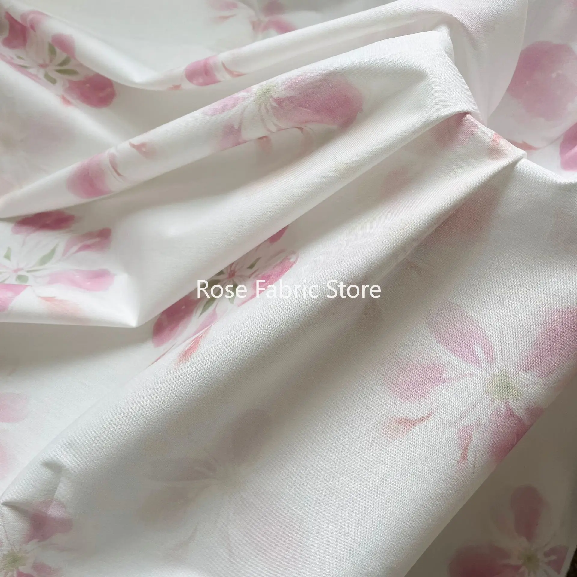 1 meter Pink Flower Digital Printing 100% Cotton Fabric for Sewing Dresses Cloth Skirt Kids Designer Fabric