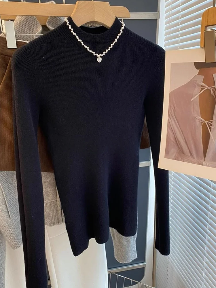 Koreanischer Sle Slim Fit Pure Color Simple Ele Base IRT 2025 Neuer Lazy Sle Top Damen Faion Strickpullover