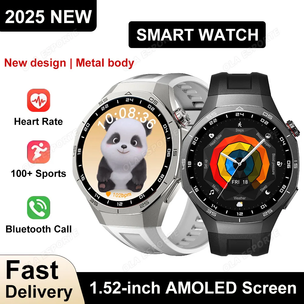 

GT5 Pro Smart Watch 1.52" HD AMOLED Screen BT Call Compass Sleep Heart Rate Monitoring IP68 Waterproof Men Smartwatch 100+Sports