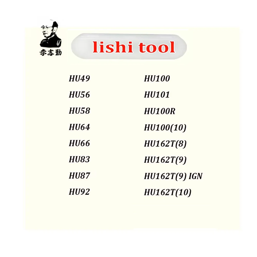 Lishi 2 in1 Tool HU49 HU56 HU58 HU64 HU66 HU83 HU87 HU92 HU100 HU101 HU100R HU100(10) HU162T(8) HU162T(9) HU162T(10) for Car Key
