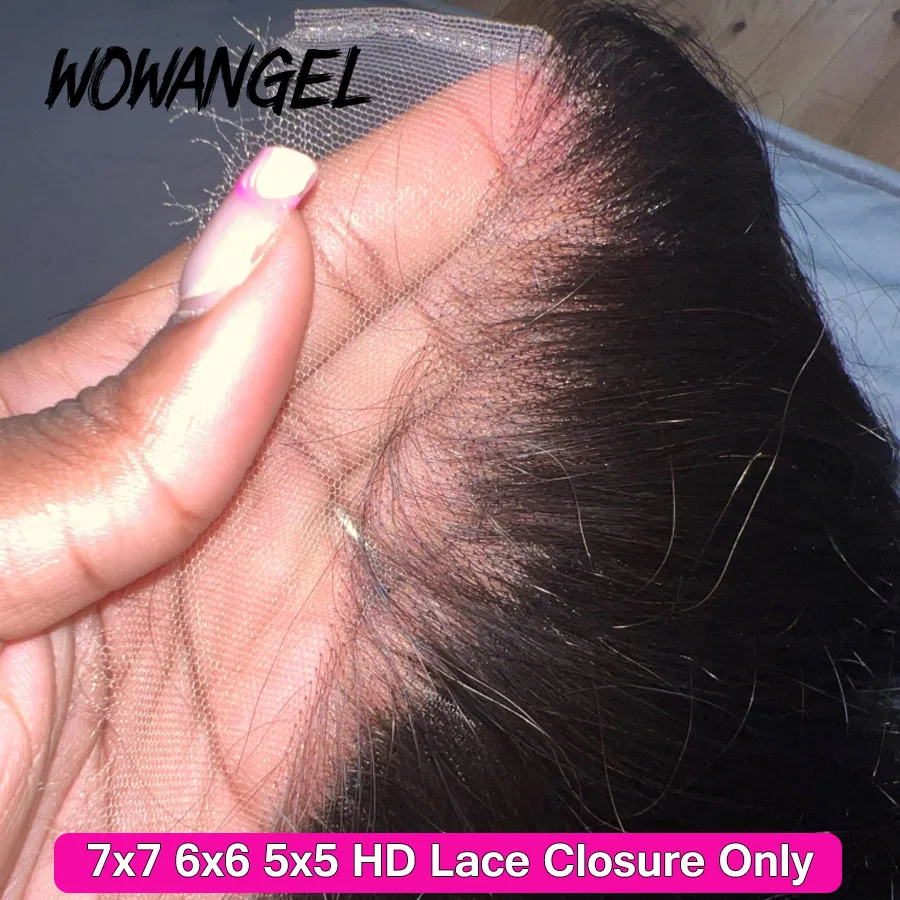 Wow Angel 7X7 6X6 5X5 HD Lace Closure Frontal Echthaar Glattes Haar Hautnahe Vorgezupfte HD Lace Closure Nur Echthaar – Detail 6