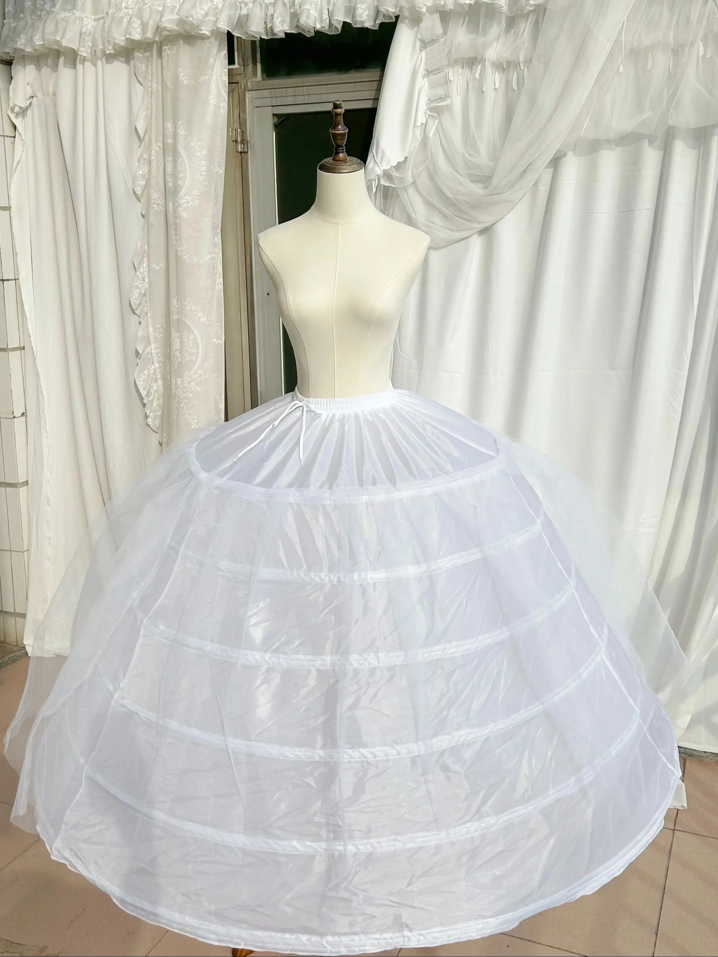 

New Hot Sell 6 Hoops Big White Petticoat Super Fluffy Crinoline Slip Underskirt For Wedding Dress Bridal Gown In Stock