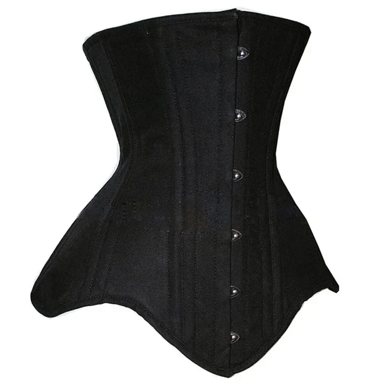 Long Torso Underbust Corset Spiral Steel Boned Body Shaper Woman Sexy Waist Control Black Satin Plus Size Corselet Top