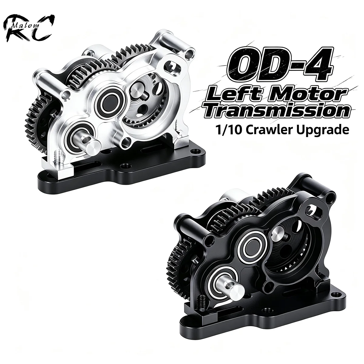 OD-4 Aluminum Lightweight Overdrive Transmission – 1/10 RC Crawler Specific, Fits Axial SCX10 II / VS4-10 LCG Straight Axle