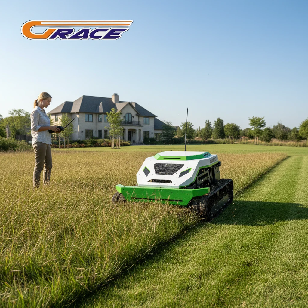 Multifunctional 4-in-1 Remote Control Lawn Mower Snow Sweeper Snow Pusher Bulldozer with Charging Feature for Outdoor  Garden