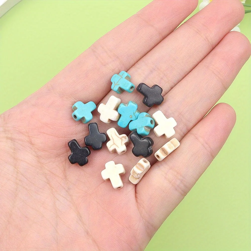 9/21/42pcs Multi-color Artificial Turquoise Cross Shaped Beads,Used for DIY Accessories,Christmas and Halloween Gift Accessories