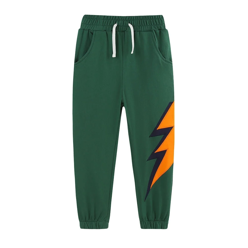 Jumping Meters 2-7T Lighting Applique Boys Sweatpants Full Length Fashion Autumn Spring Drawstring Kids Trousers