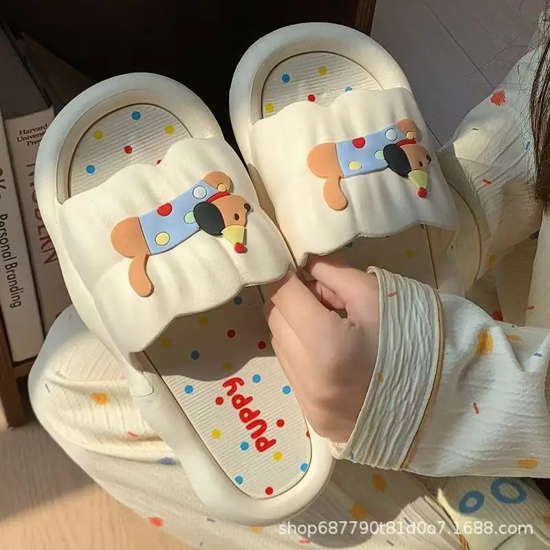 Cartoon Hot Dog Slippers for Women Soft Anti-Slide Indoor Outdoor Summer Sandals, Cute Couple Home Shoes