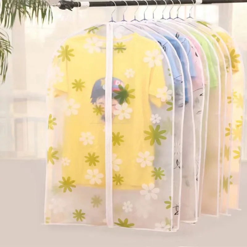 5pcs Zipper Clothing Dust Cover Transparent Visible Clothes Organizing Cover Hanging Bag