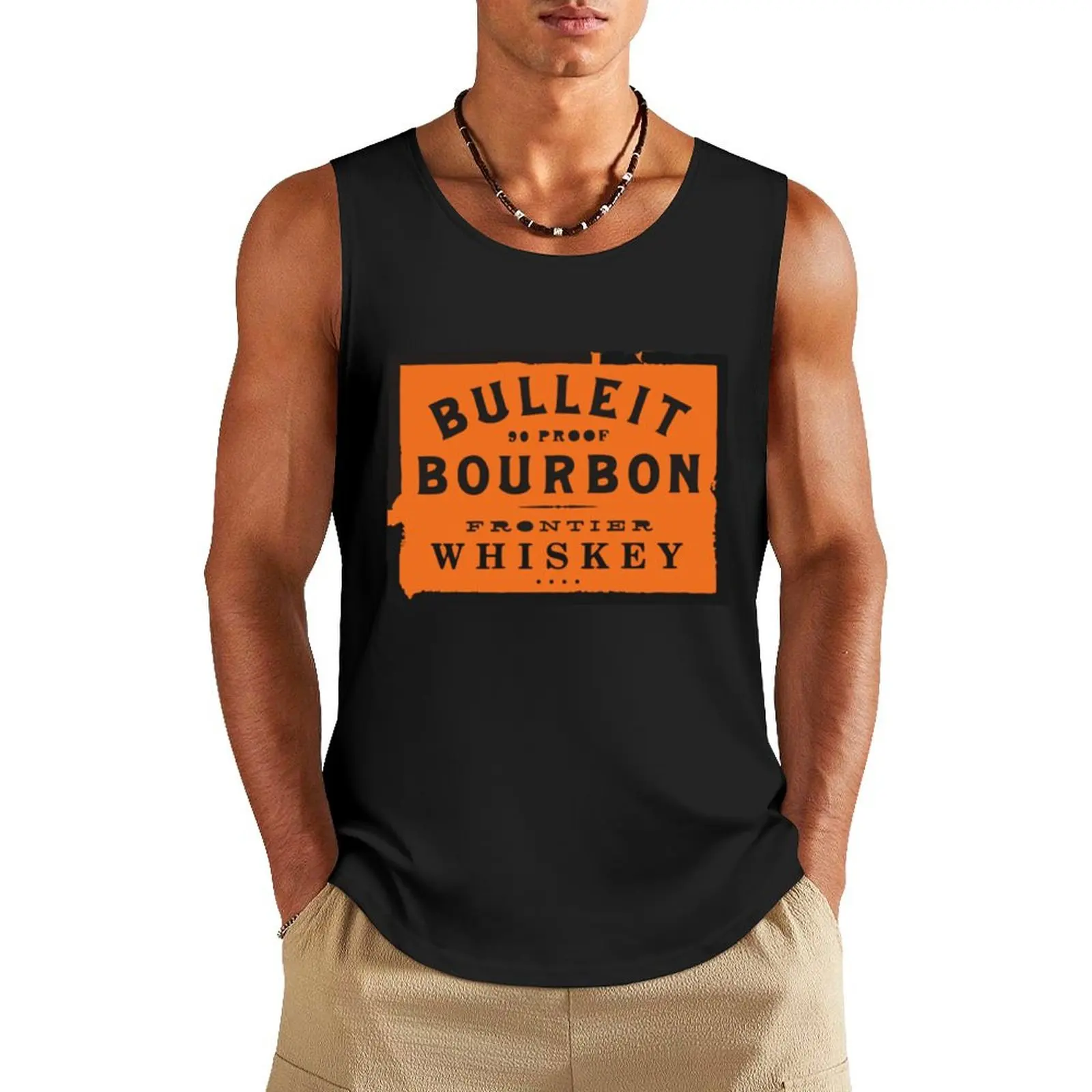 Футболка Bulleit Bourbon Мужская Спортивная, хлопковая майка, рабочая жилетка, без рукавов