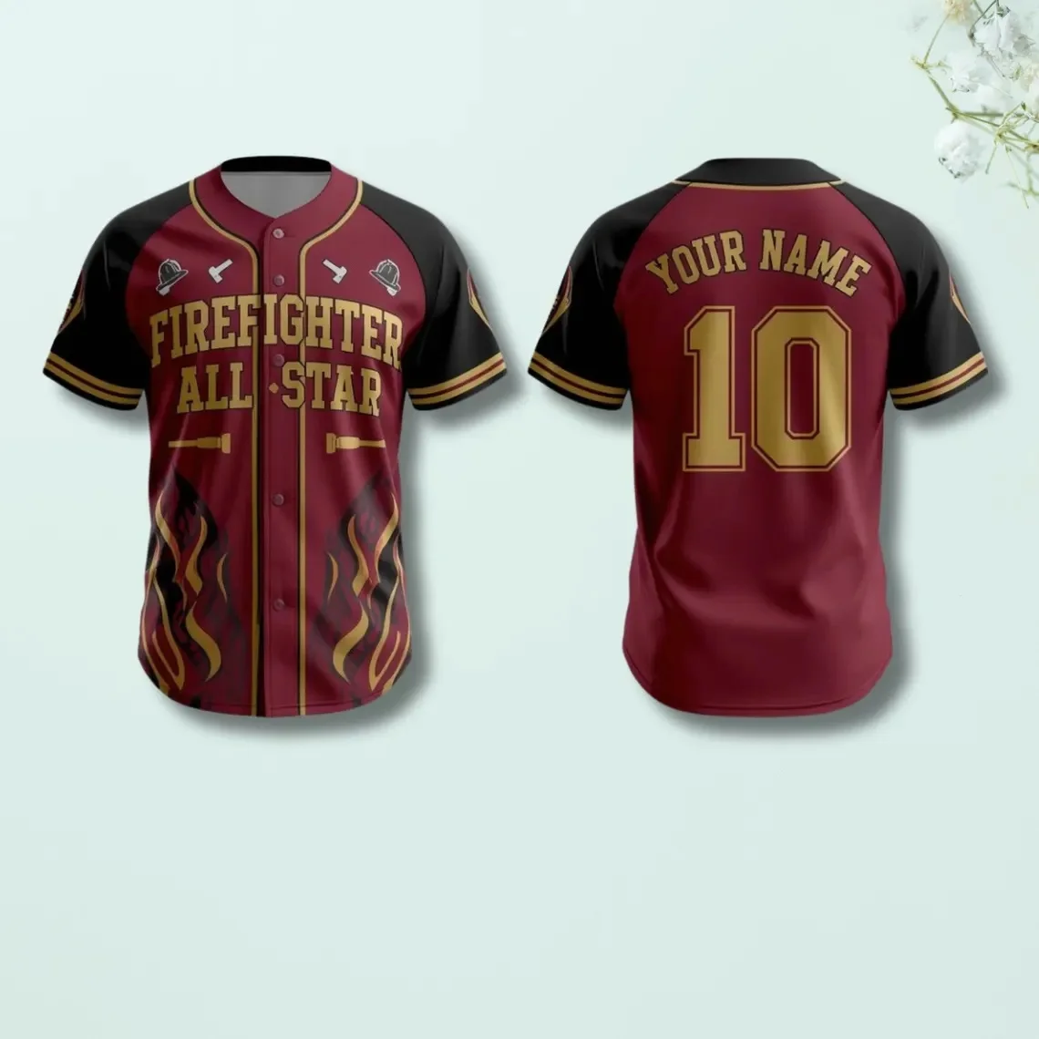 Custom Firefighter All-Star Baseball Jersey, Personalized Fireman Shirt, Unisex Shirt Men For Women Gift