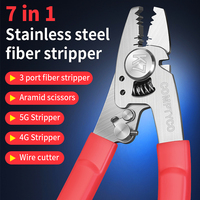 COMPTYCO K7 Multifunctional Stainless Steel Fiber Stripper FTTH 7 in 1 Wire Stripper Tool Optical Fiber Cable Stripping Pliers