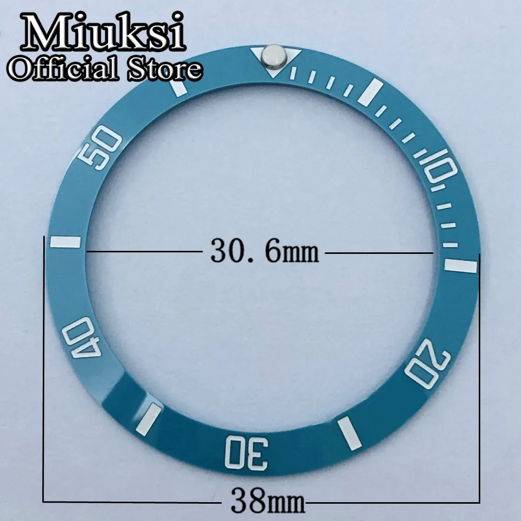 Miuksi high quality 38mm sky blue ceramics bezel insert fit 40mm watch case