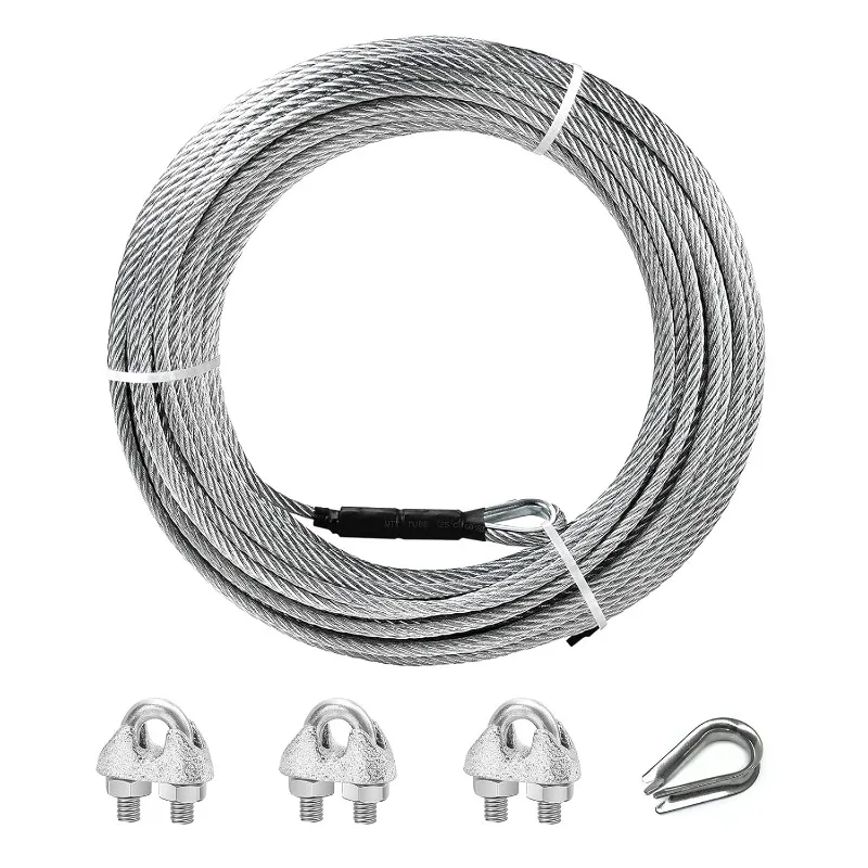

3/16 Inch Wire Rope, 130FT/150FT/200FT Zipline Cable, Galvanized Steel Aircraft Cable with 3800 lbs Breaking Strength