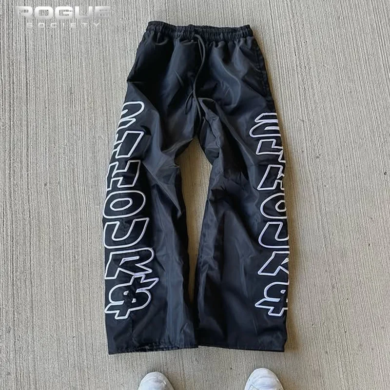 

Y2k Summer Streetwear Bold Print Men Pants Drawstring Wide Leg Trousers Casual Loose Sportswear HipHop Harajuku Aesthetic Unisex