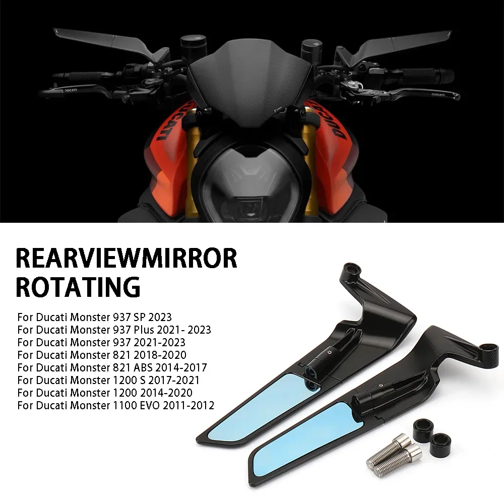 

NEW Rear View Mirrors Motorcycle Rearview Side Mirrors For Ducati Monster 937 SP/937 Plus/821/821 ABS/1200 S/2023