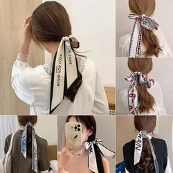 Fashion Women Letter Hair Ribbons French Elegant Long Headband Bag Strap Accessories Girls Bow Knot Long Hair Scarf HairBands