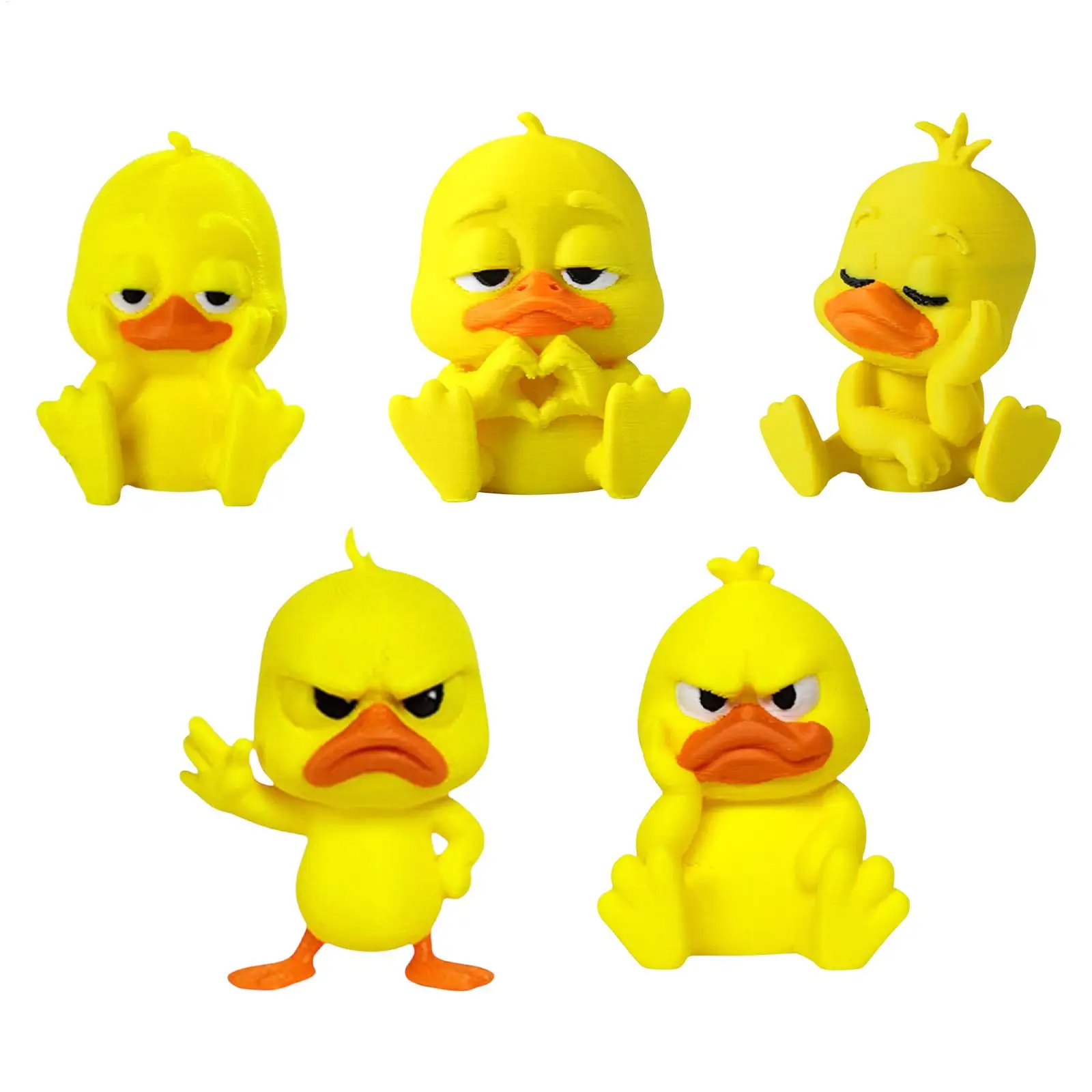 3D Printed Angry Ducks 5PCS Combo Desktop Decoration Weird Adorable Duck Car Interior Ornament Birthday Gift Duck Decoration