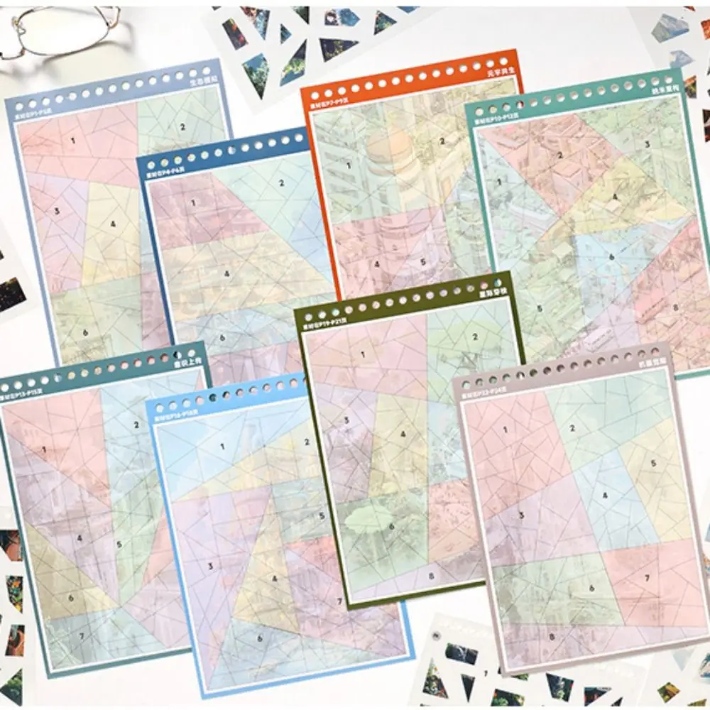 Adesivi 3D Paesaggistici Divertenti con 8 Scene, Rilegatura a Spirale, Adesivi Cartoon con Scene di Cabine, 24 Adesivi in PET per Scrapbooking Fai-da-Te