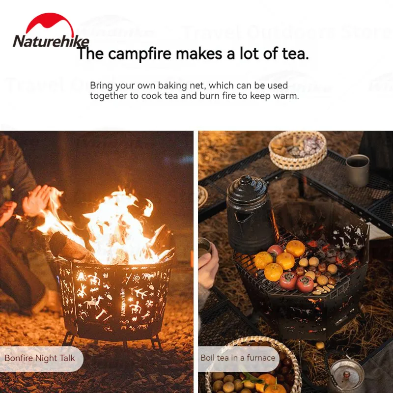 Naturehike Outdoor Heating Firewood Stove Winter Burning Octagon Furnace Multi-function Picnic Bonfire Make Tea Free Storage Bag