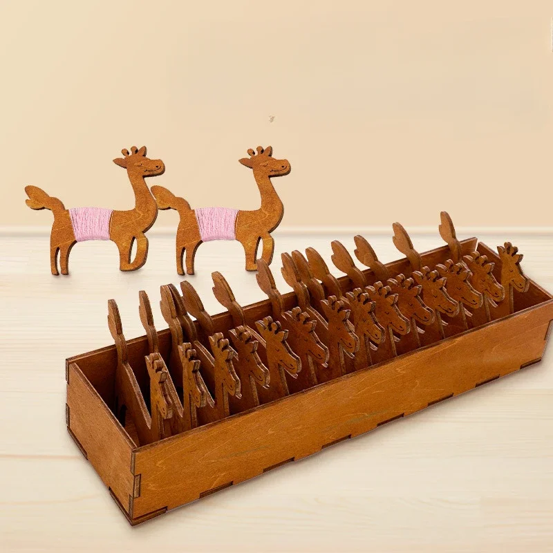 خشبية الحيوان بكرة خشبية ثلاثية الأبعاد مجسمة الإبداعية خشبية الغزلان بكرة مجموعة دهان داي الحرفية تزيين زينة عيد الميلاد