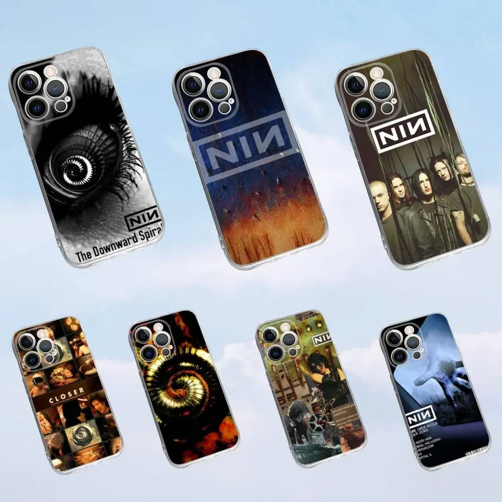 

N-Nine I-Inch Nails NIN Phone Case For iPhone 16,15,14,13,12,11 Pro,Max,Plus,X,XS,XR,SE,Mini Transparent Silicone Soft