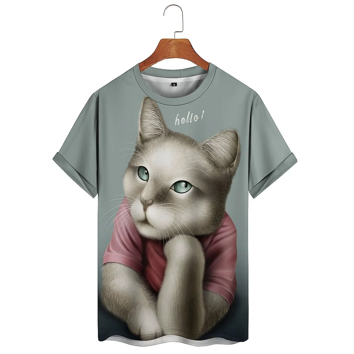 Loose-fitting Graffiti 3D Printed Short-sleeved T-shirts for Men, Made of Lightweight and Breathable Polyester