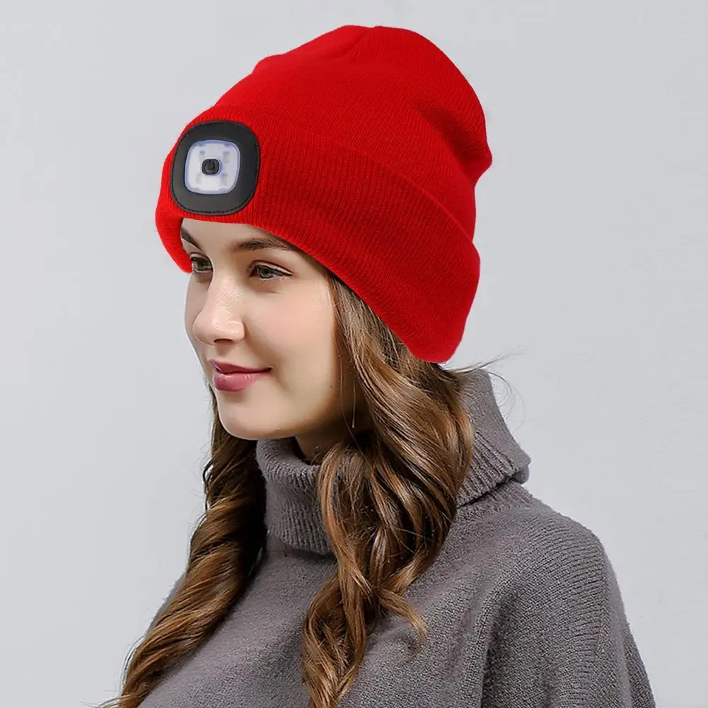 LED Lighted Beanie Cap USB Rechargeable Flashlight LED Beanies Knit Hat Hunting Camping Running Hat Outdoor Fishing Caps