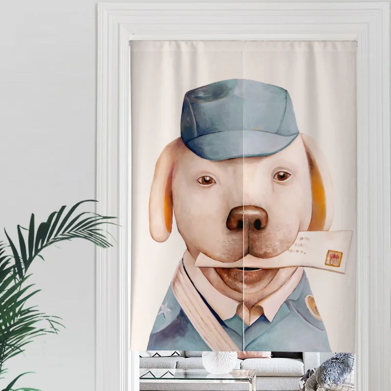 Bulldog Cute Cartoon Dog Cat Painted Doorway Curtain Kitchen Linen Curtains for Living Room Home Decor Partition Door Curtain