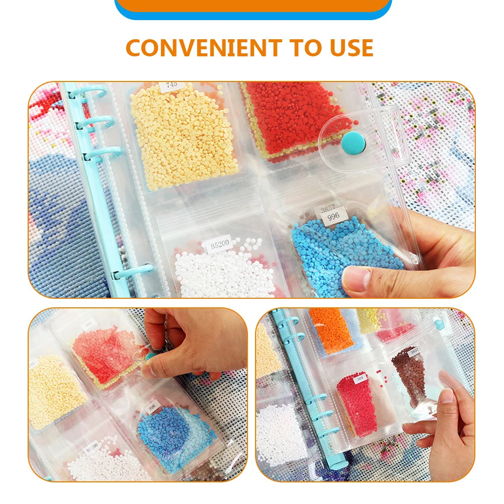

1Set Beads Storage Book Transparent DIY Handicraft Supply Container with Labels for Diamond Art Supplies Rhinestone Collection