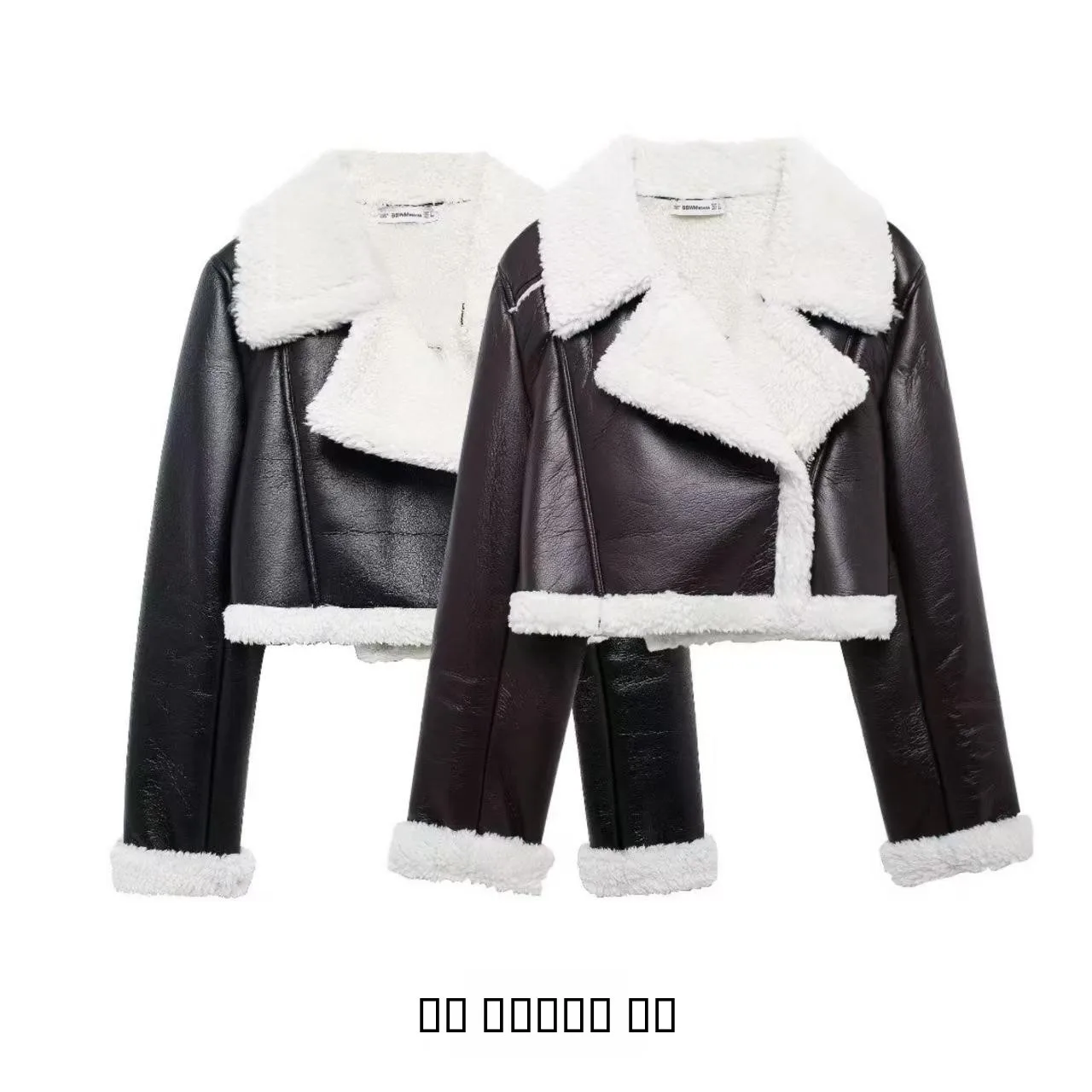 Faionable gola de pele de cordeiro jaet outerwear feminino busin casual ort casaco cross-border sle turn-down colarinho material do plutônio