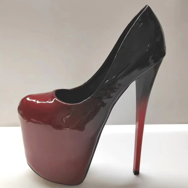 Customized Stilettos Plus Size Spring Women's Patent Leather Platform Pumps 19cm Thin High Heels Wedding Shoes Zapatos Mujer