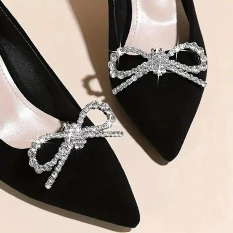 

1PC Diamond-encrusted Bow-knot Shoes Clip Lady High Heel Shoes Buckle DIY Rhinestones Shoe Flower Wedding Prom Shoe Clamp Decor