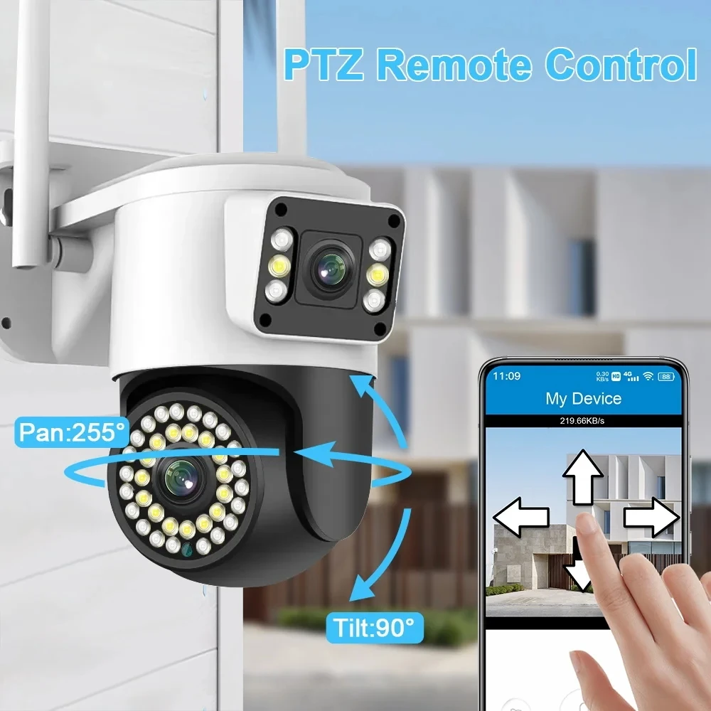 

Yoosee 4K Wi-Fi камера безопасности с двойным объективом HD цветное ночное видение гуманоидное отслеживание сигнала наружная двухсторонняя аудио PTZ камера